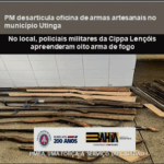 Policiais militares da Cippa Lençóis apreenderam oito armas de fogo no local. 