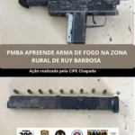 CIPE Chapada apreende submetralhadora em Santa Clara, município de Ruy Barbosa
