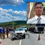 Jovem morre em acidente no contorno de Baixa Grande após colisão com carro.