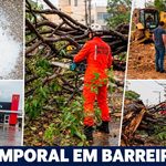 Chuva e ventania atingem Barreiras, derrubam árvores e danificam placas de publicidade